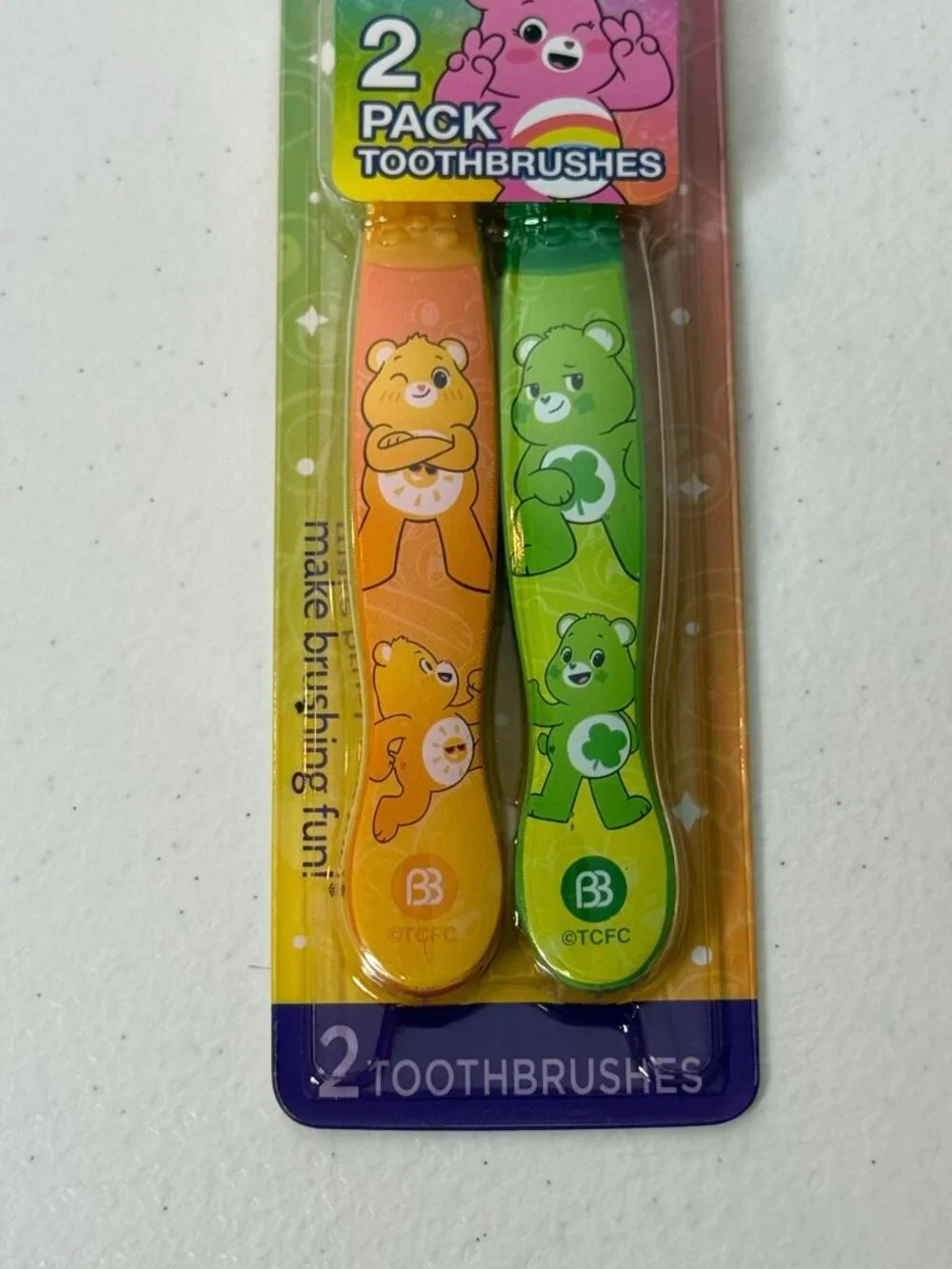 Care Bears 2 Pack Soft Toothbrush Set New